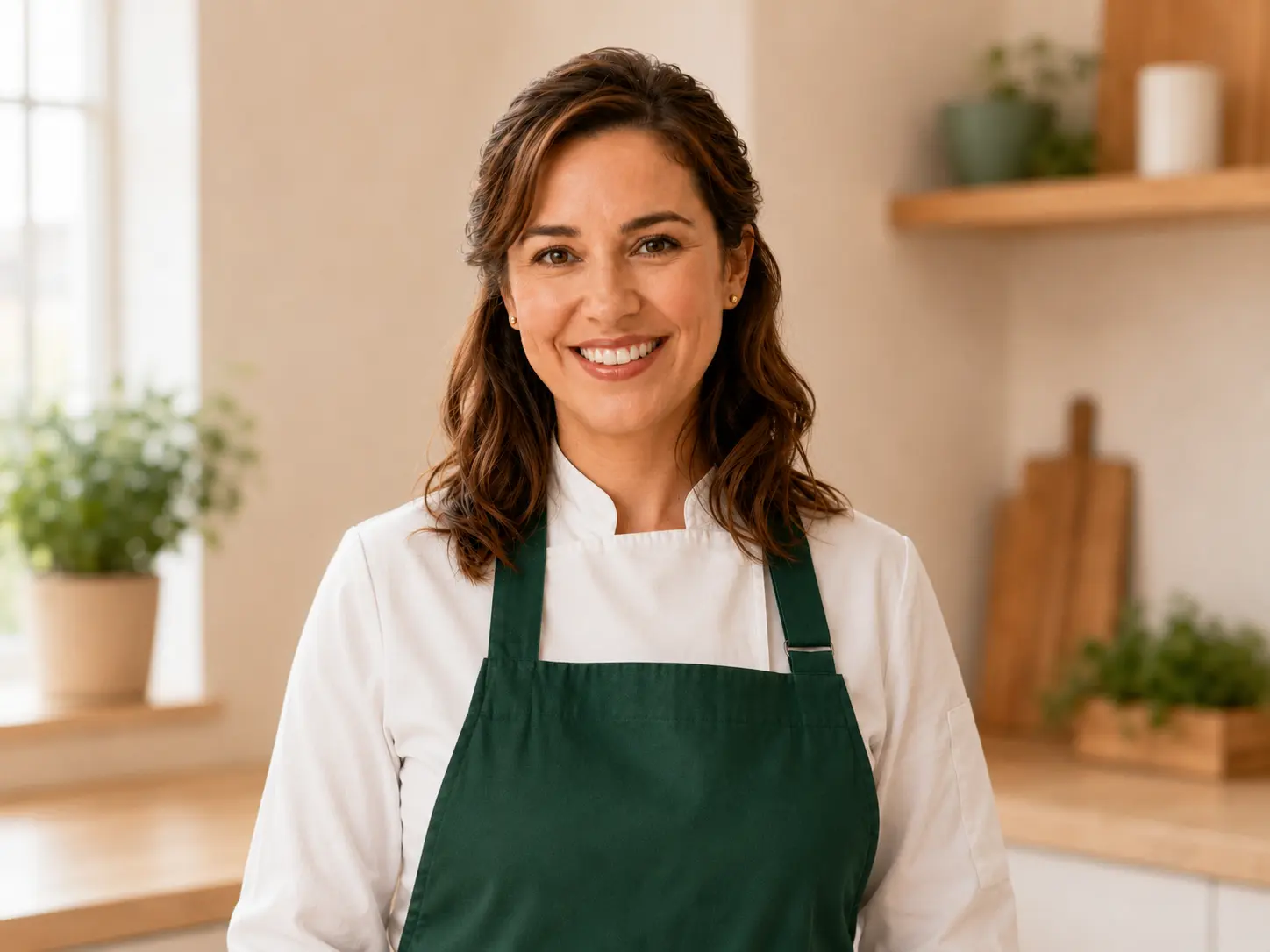 Foto de Eliza Alves, criadora das 65 sopinhas, em ambiente de cozinha