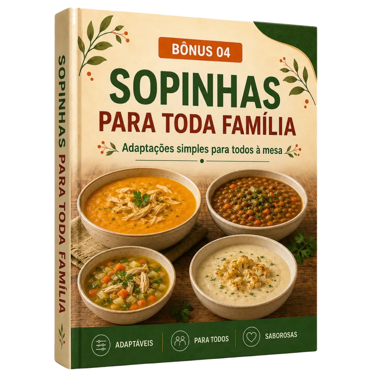 Mockup do bônus Sopinhas para Toda Família