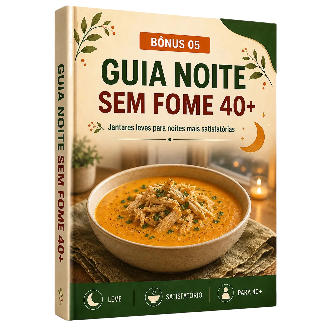 Mockup do bônus Guia Noite Sem Fome 40+